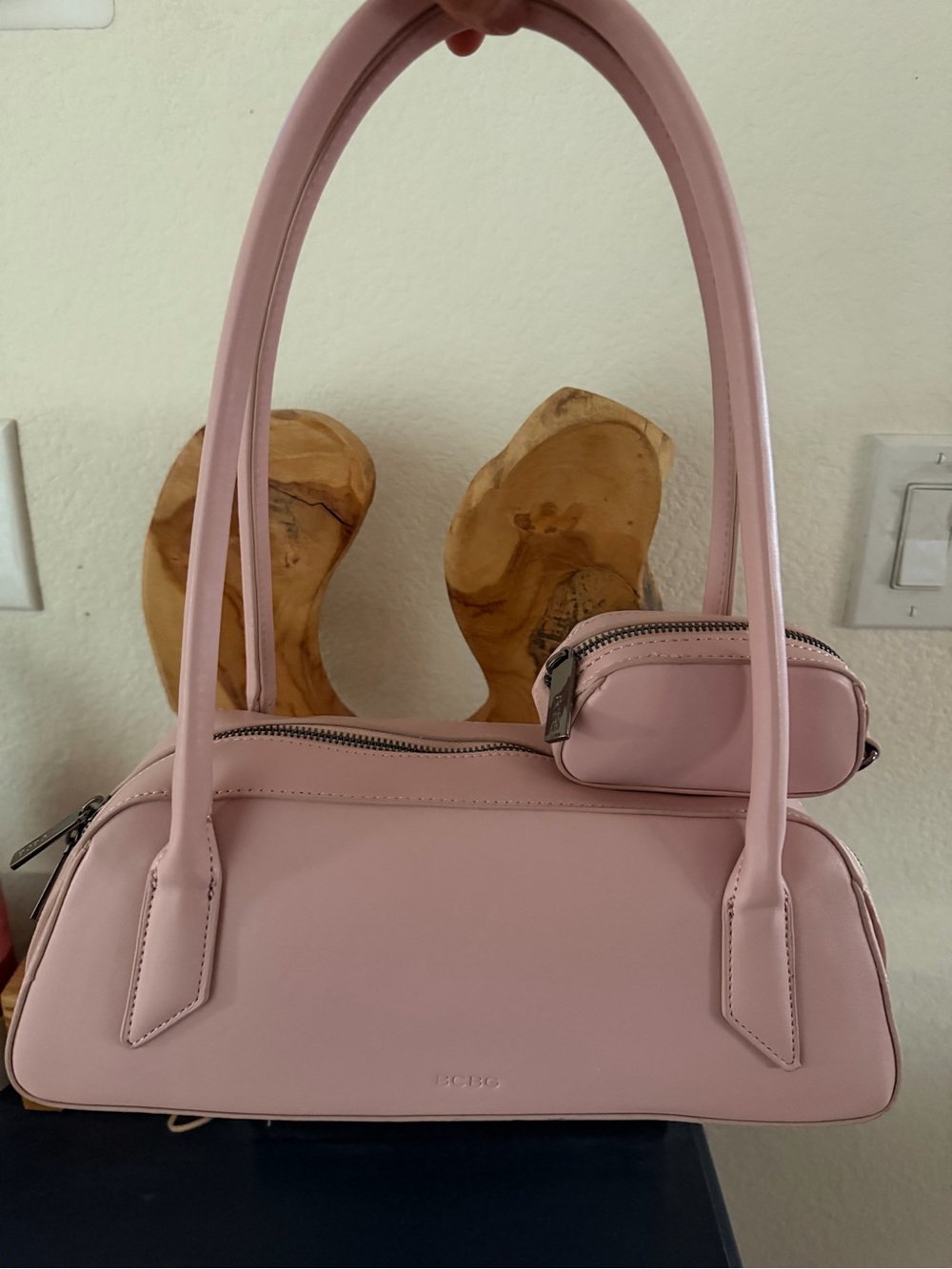 BCBG Light Pink Shoulder Bag with Mini Pouch